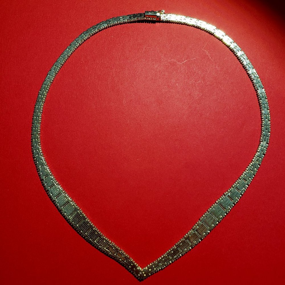 Vintage 925 V-Neck Flat Necklace